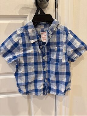 Joe Fresh Blue & White Check Short-Sleeve Button Shirt